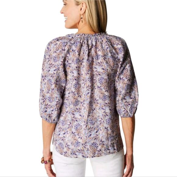 J.Jill Floral Very Cute Linen Relaxed Peasant Top Blouse Plus Size 4X - Picture 3 of 13